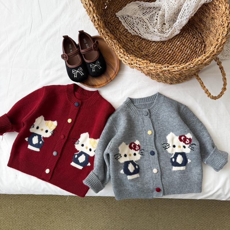 Children's Sweater Cardigan 26 Spring and Autumn New Style for Boys and Girls, BE Bear Knitted Jacket, Korean Version Cute Cartoon Top, Trendy