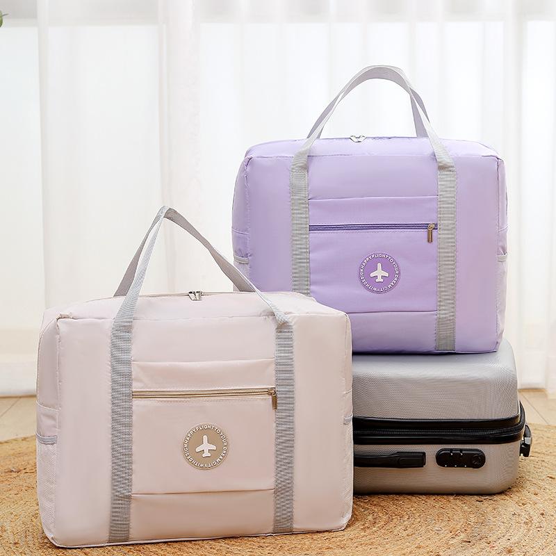 Double-Layer Lining Round Label Airplane Bag Travel Small Fresh Trolley Bag Foldableing Travel Storage Bag Clothing Organization Bag