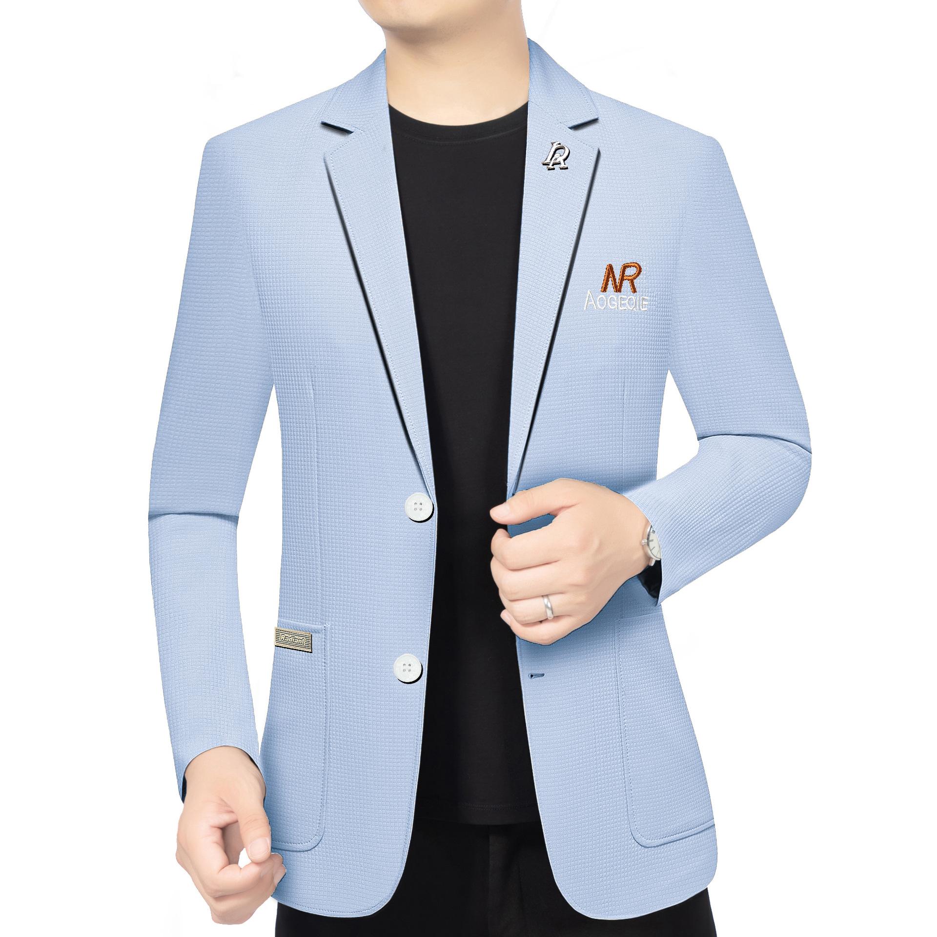 2026 Spring and Autumn Casual Suit Jacket for Men, Korean Style Slim Fit High-End Woolen Blazer, Thin Woolen Jacket