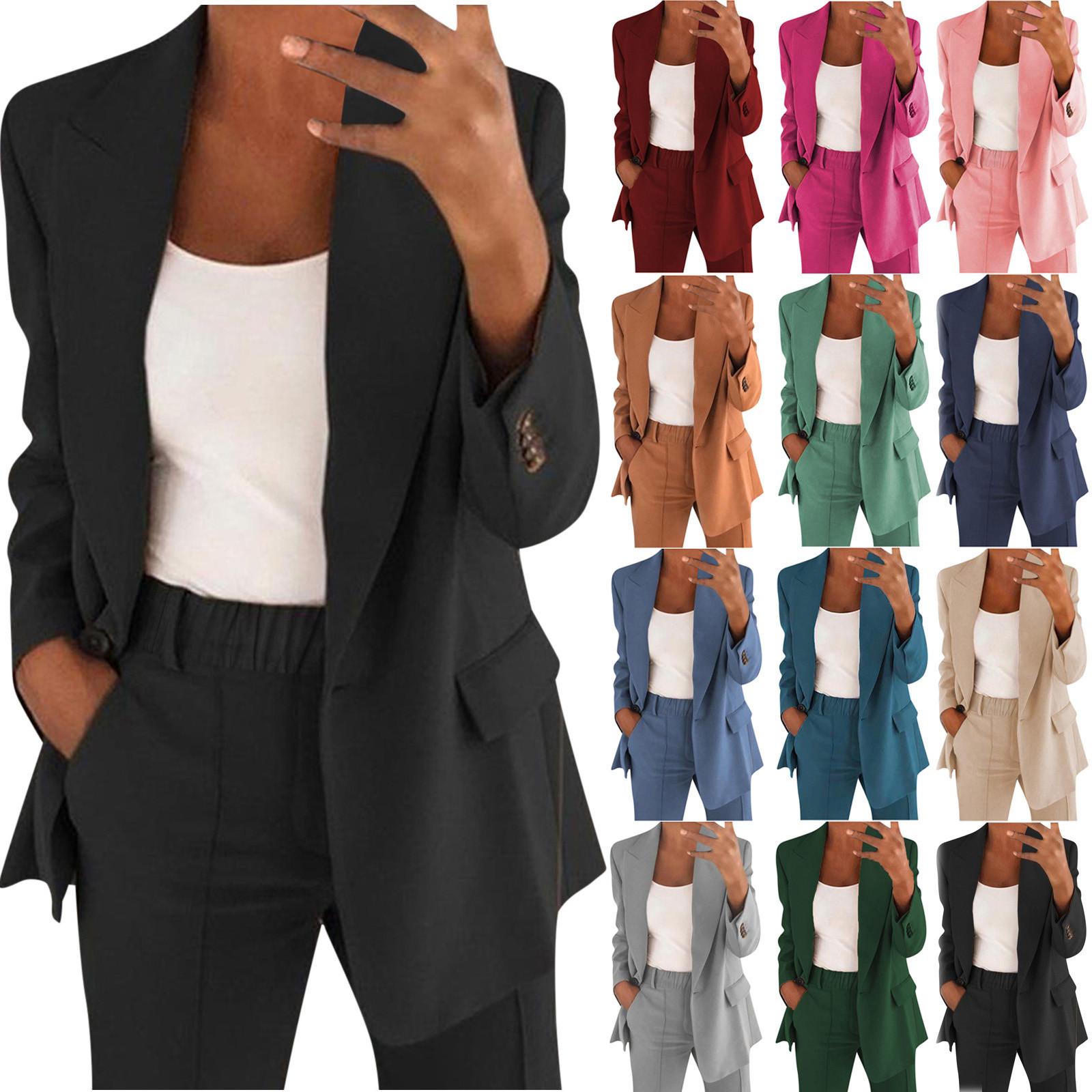 2026 New Women's Fashion Buttoned Slim-Fit Lapel Cardigan Elegant Blazer Suit