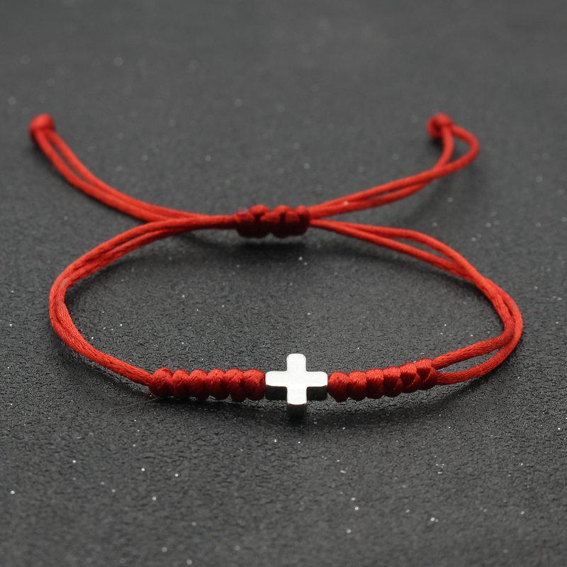 European and American New Cross Bracelet Unisex Hand-woven Red Rope Bracelet Bracelet Cross-border E-commerce Source