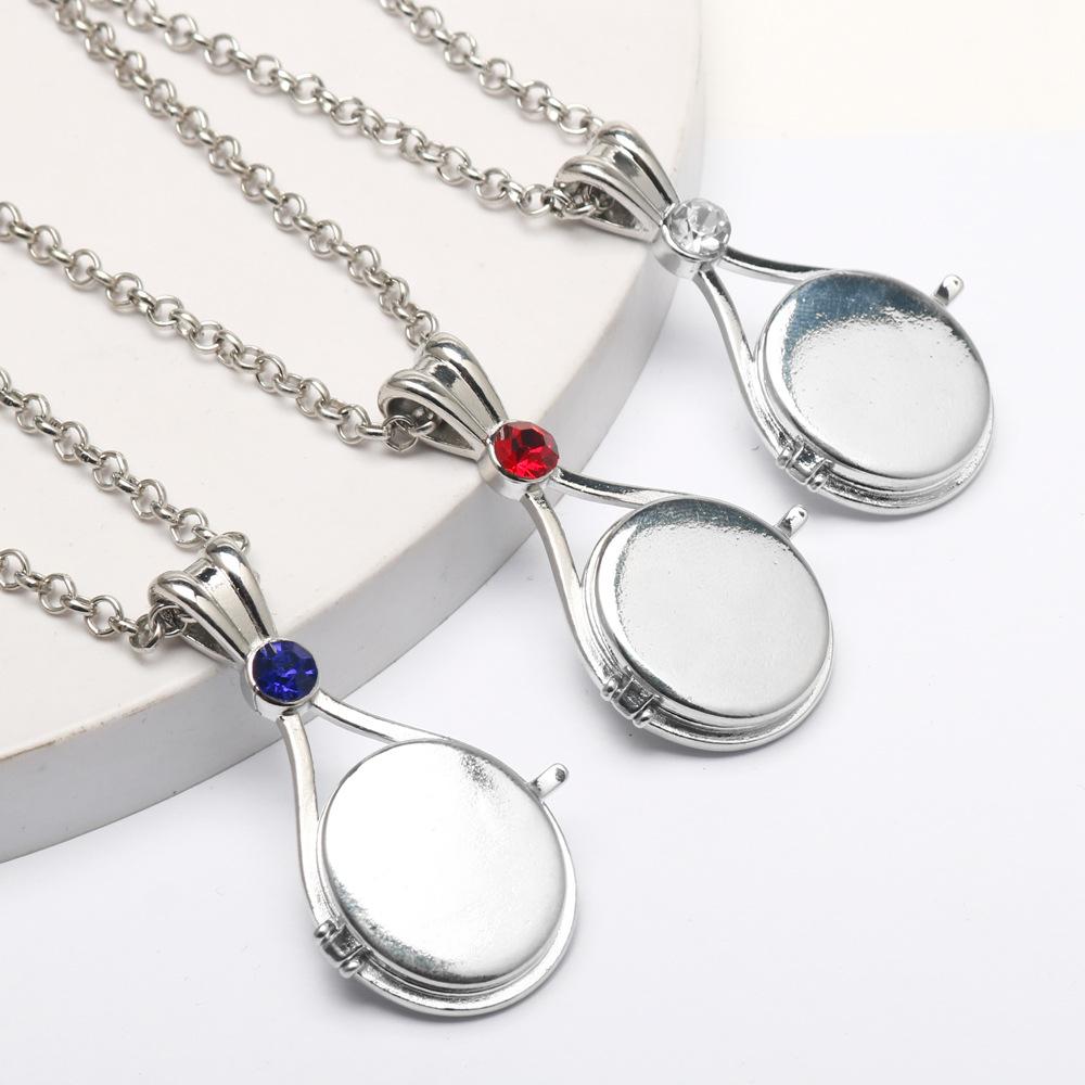 Two-Dimensional Anime H2O Red Sand Mark Girl Mermaid Shell Openable Magnetic Diamond-Encrusted Pendant Necklace