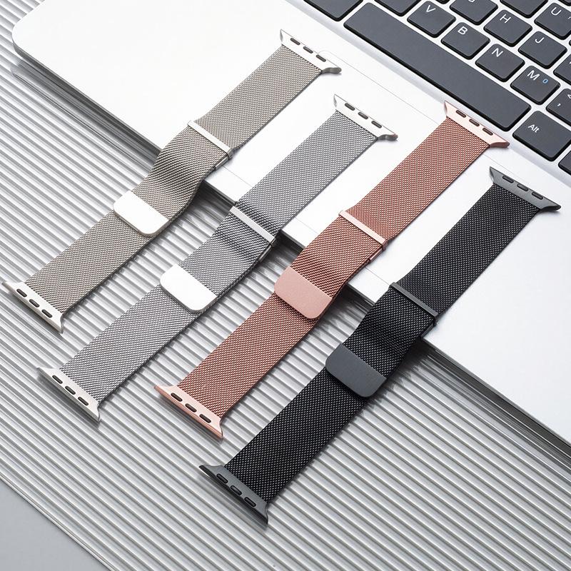 Suitable for Apple Watch Straps, Two-Section Dual Magnetic Milanese Watch Band for iWatch