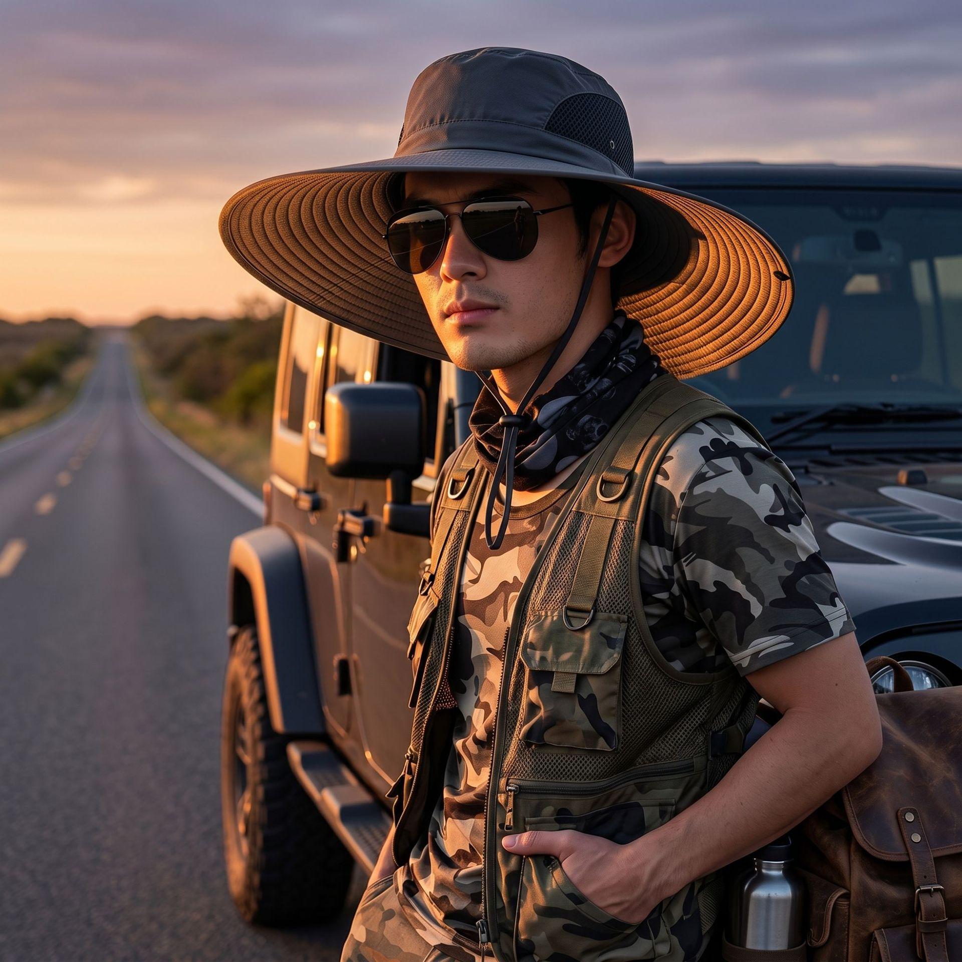 Men's New Hats Summer Big Brim Sun Hat Fishing Foldable Outdoor Water Splashing Quick-drying Sun Protection Sun Hat