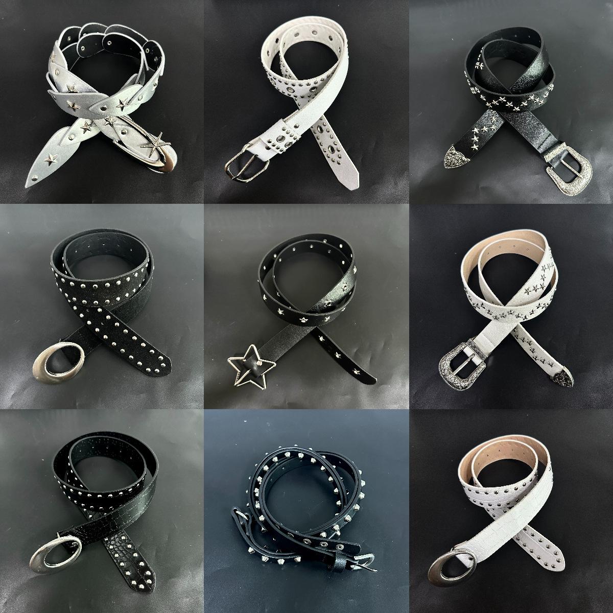 American retro studded belt for women, sweet and cool style, heavy-duty design, fashionable and unique, versatile waist accessory