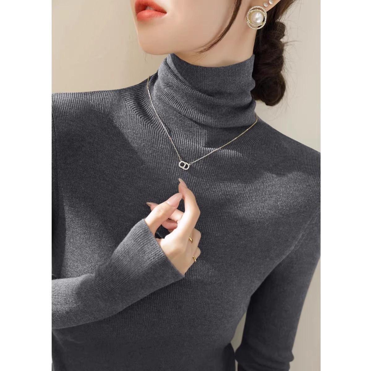 High-Neck Base Sweater for Autumn and Winter, New Style Pullover Long-Sleeve Knitwear, Stylish Slim-Fit Knit Top 703