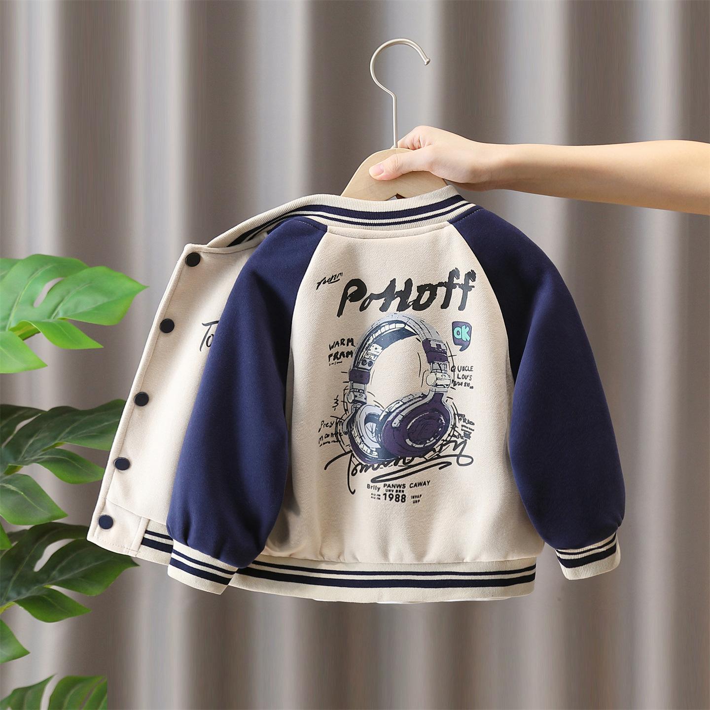 Boys' Baseball Jacket Spring and Autumn 2026 New Style Children's Autumn Fashion Cartoon Print Jacket