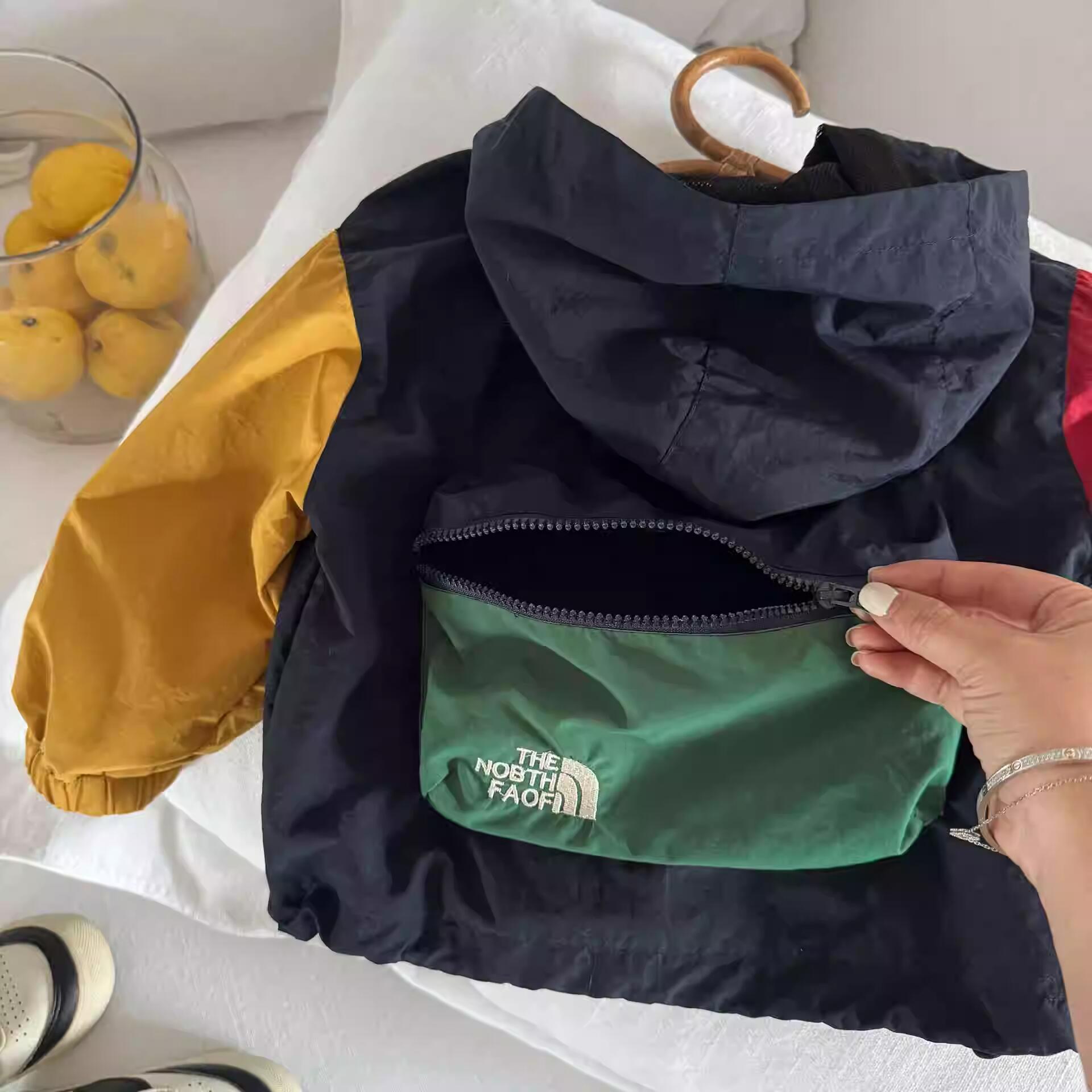 Children's coat 2025 spring new men's and women's children's clothing stitching color coat baby zipper jacket tide