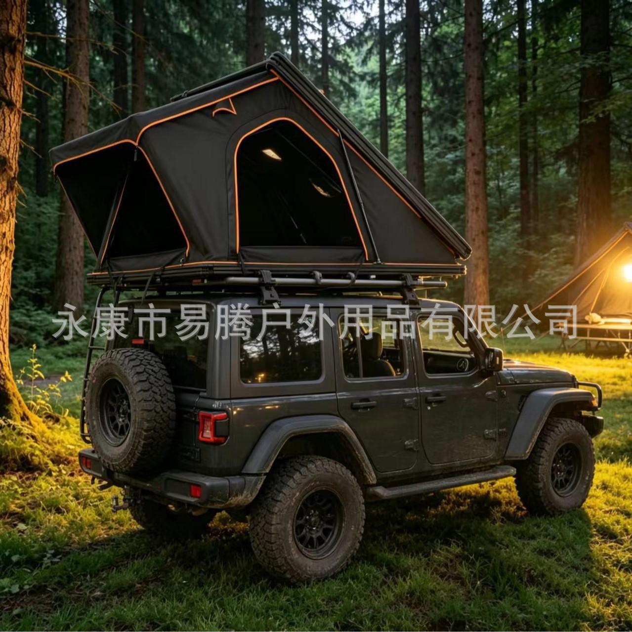 Roof Tent with Aluminum Shell, Triangular, Fully Automatic Hydraulic, for Suvs and Off-Road Vehicles, Outdoor Camping, Thickened Waterproof Tent