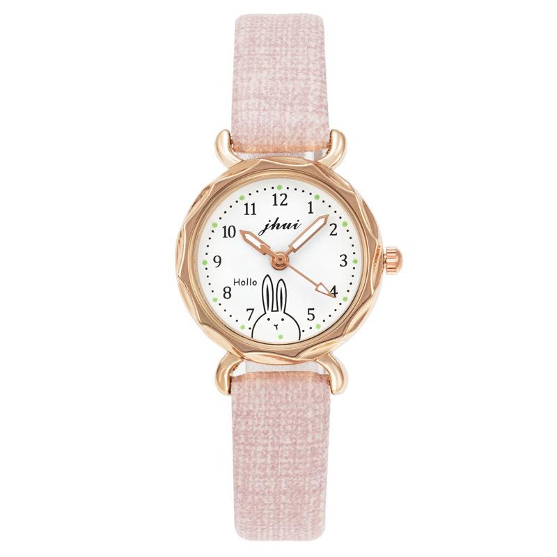 Watch for Girls with Small Diamond-Shaped Dial, Cute Rabbit Watch for Middle and High School Students, Ins-Style Elegant Women's Wristwatch