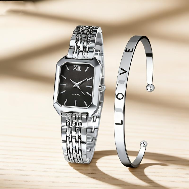 Foreign Trade 2-Piece Love Bracelet Women's Watch and Bracelet Set, Steel Band Watch, Simple and Elegant Small Dial Women's Watch
