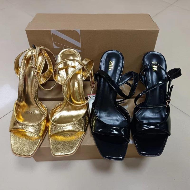 Za Women's Shoes 2025 Summer New Product Lycra High-Heeled Stiletto Women's Shoes Fish Mouth Back Strap High-Heeled Women's Shoes