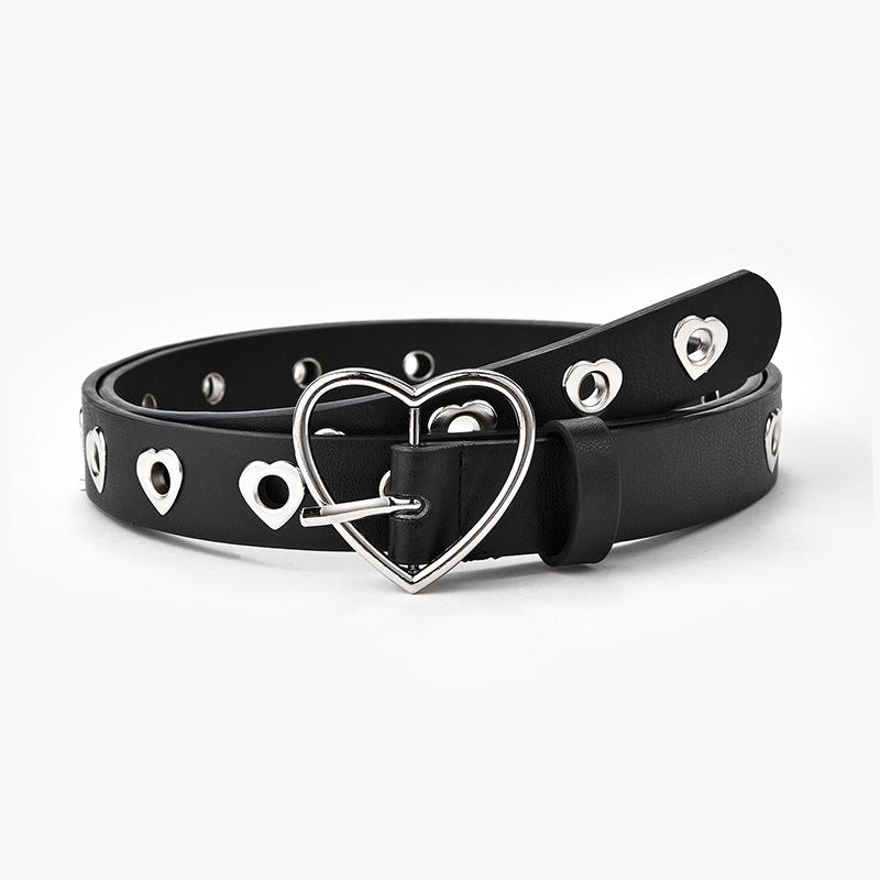 2023 New Love Buckle Decoration Women's Jeans Belt Fashion Heart Shaped Eyes Hollow Belt Spot Wholesale