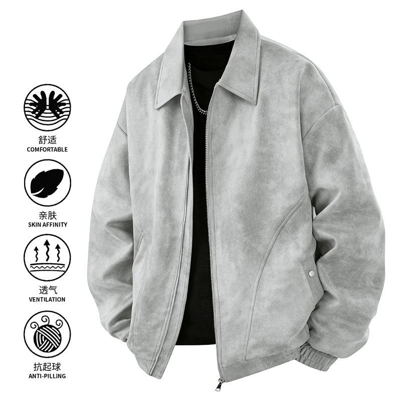 Vintage American-Style Workwear Pu Leather Jacket for Men, Spring and Autumn Season, Trendy Brand, Stylish Casual Leather Coat