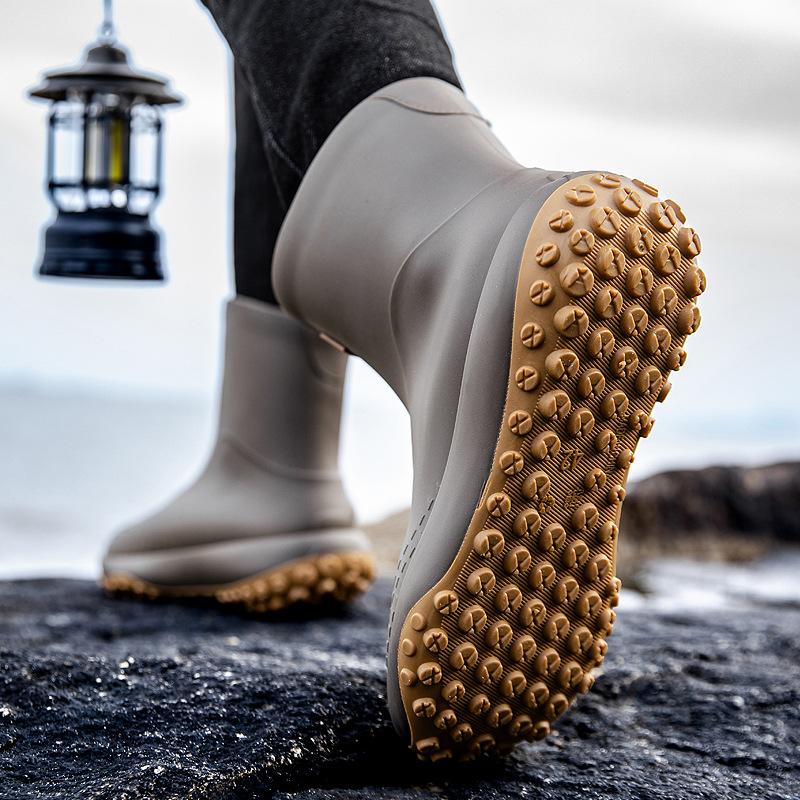 Size 36-48 Eco-Friendly Rain Boots for Men and Women, Mid-Calf Men's Water Shoes, Fashionable Export Rain Boots, Warm Work Rubber Shoes