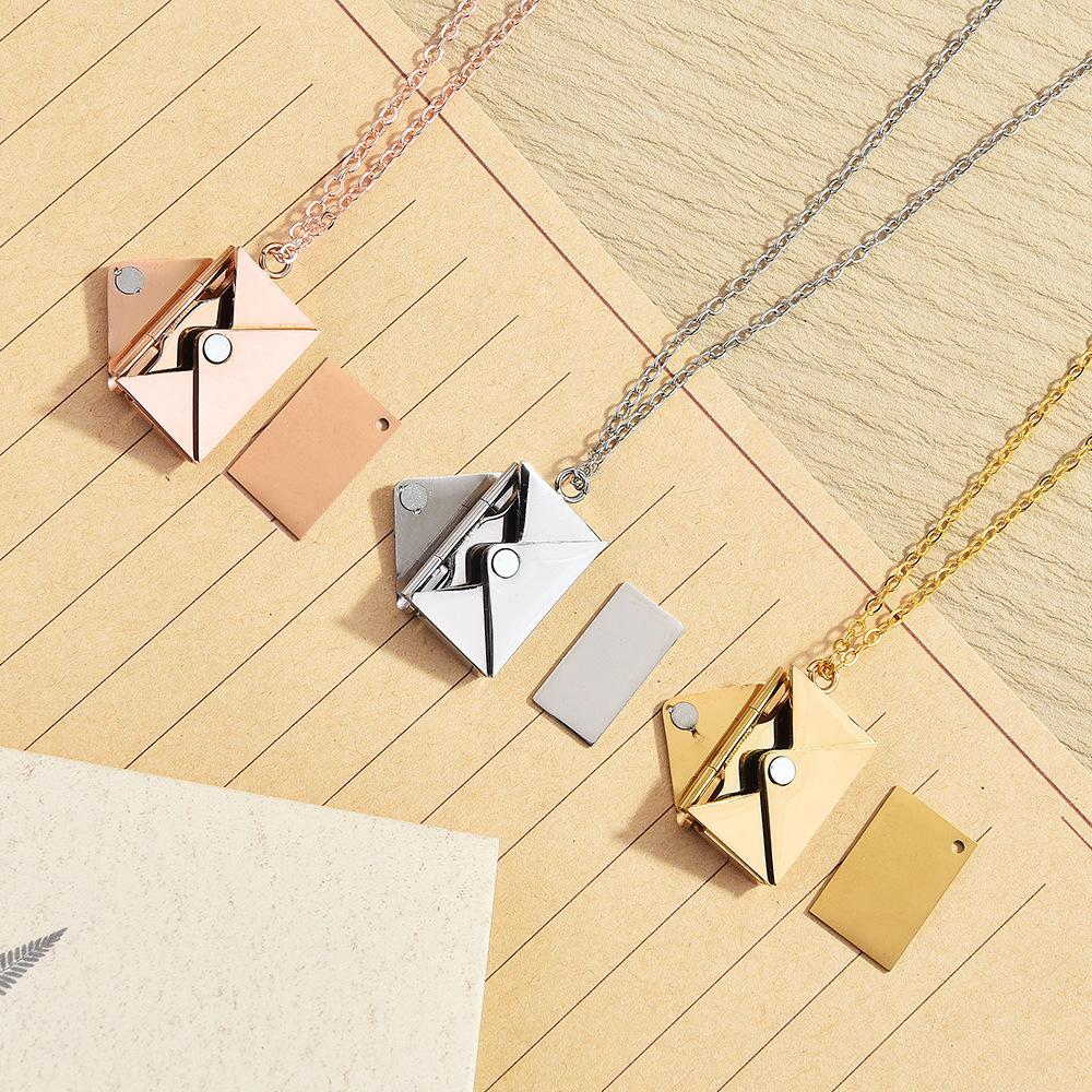 Cross-Border New Titanium Steel Ins Envelope Pendant Necklace Trendy Love Clavicle Chain Birthday Gift Couple Necklace