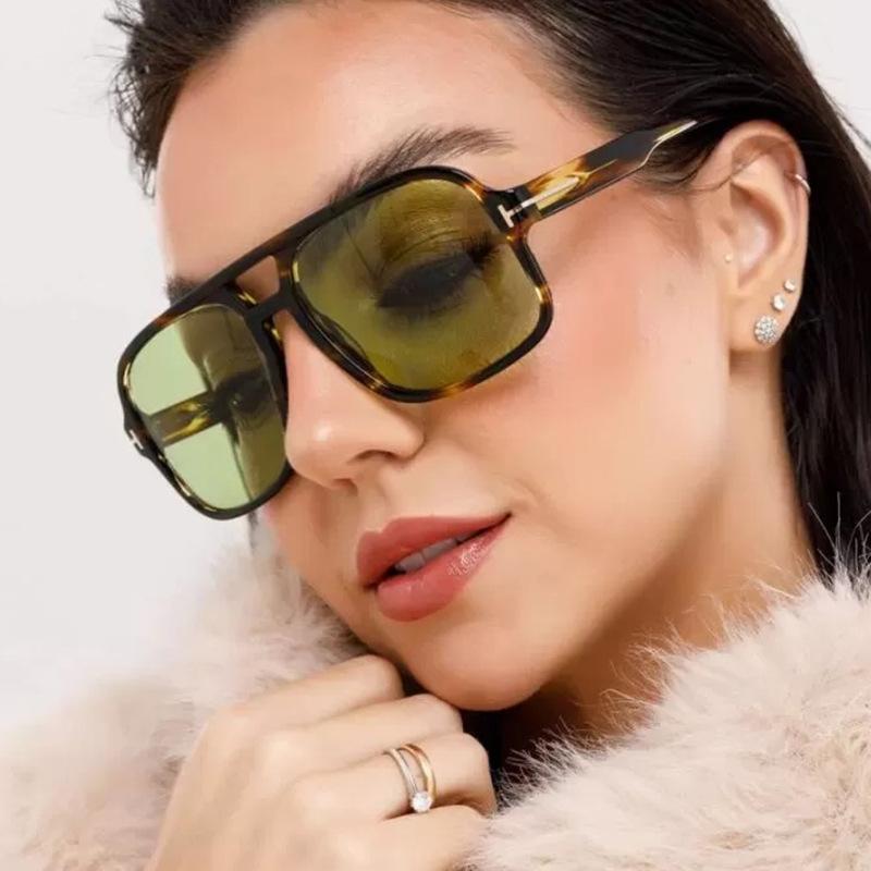 T-Shaped Large Frame Double Beam Sunglasses Retro 2025 New Sunglasses Pilot Popular Ins Popular Sunglasses for Women