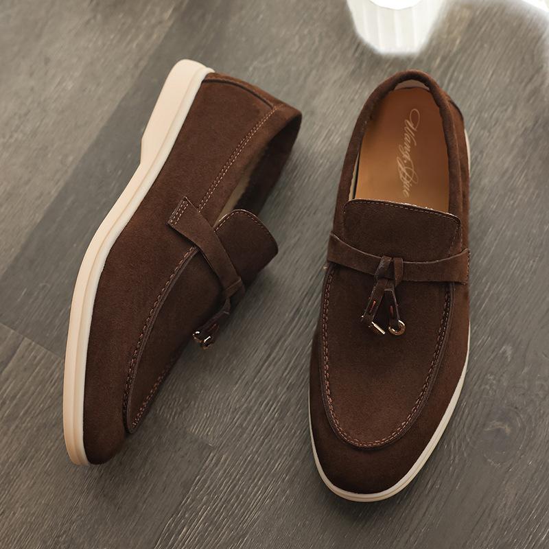 Tassel Buckle Men's New Old Money Style Minimalist Flat Slip-On Loafers Soft Sole Casual Moccasins 3689