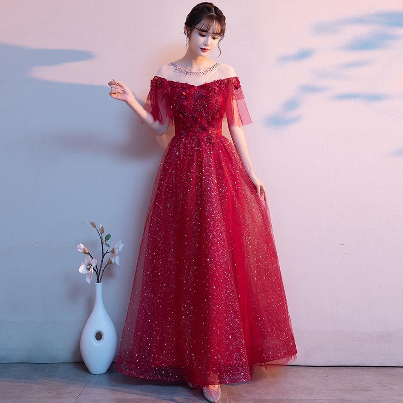 Pregnant Women's Wine Red One-Shoulder Wedding Dress for Autumn 2026, High-Waisted, Tummy-Covering, Plus-Size Bridal Gown