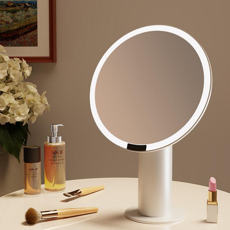 Makeup Mirror with Led Lights, Desktop Standable Bedroom Mirror, Smart Beauty Mirror with Supplementary Lighting, Trendy Luxury High-End