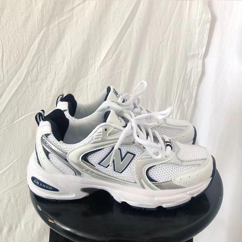 Exclusively for export: N530 silver athletic shoes, trendy couple's style, breathable running shoes, height-increasing dad shoes, unisex and versatile