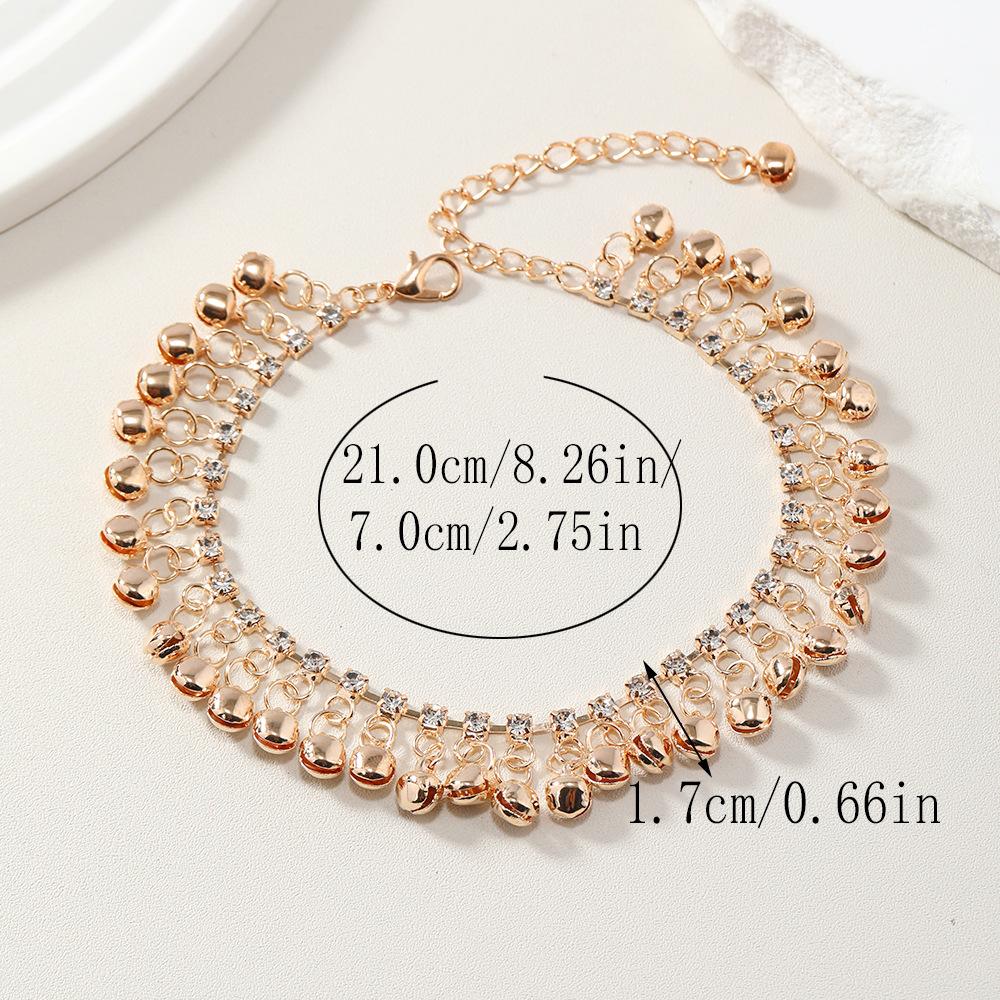 Handmade Women's Bell Tassel Anklet Exotic Organ Beach Anklet Bell Rhinestone Foot Jewelry Gold Silver Anklet