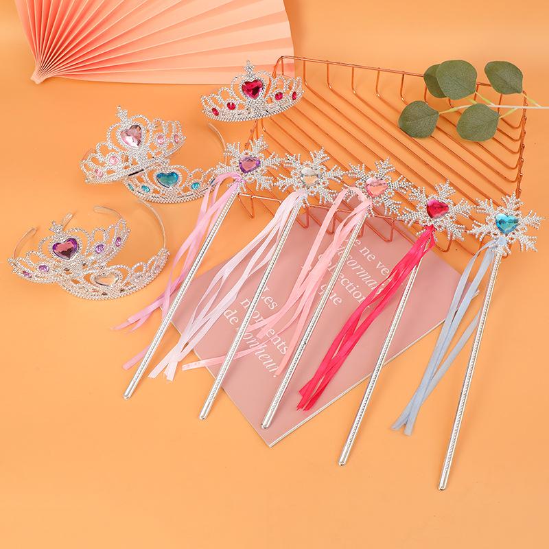 Children's Party Crown Headband Hair Accessories Little Girl Ribbon Snowflake Magic Wand Princess Wholesale Birthday Bow