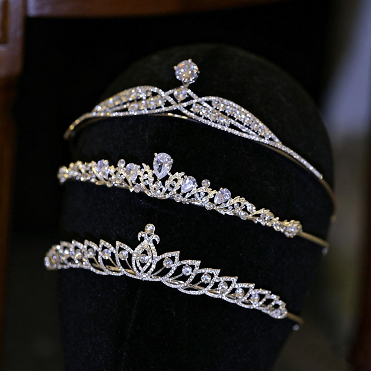 Wholesale hot-selling rhinestone shiny high-end children's crown bridal headband performance birthday girl gift Tiara