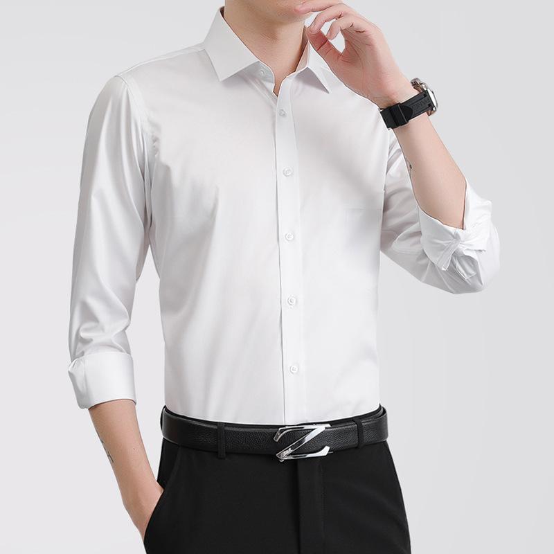 Business White Shirt Men's Long-Sleeved Slim Fit Suit Shirt Men's Professional Workwear Without Cotton Id Photo Inch Shirt
