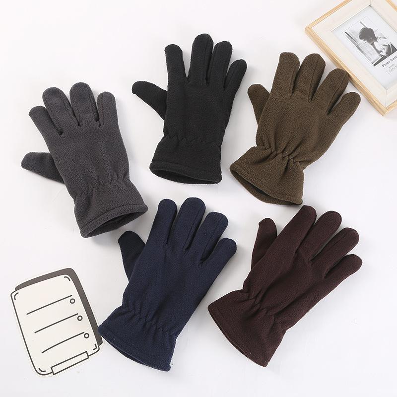 2024 New Warm Gloves Fleece Solid Color Unisex Split-Finger Windproof Cold-Proof Cycling Wholesale Winter
