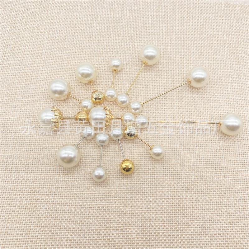 Anti-Exposure Double-Ended Pins for Tightening Pants Waist, Small Safety Pins, Pearl Brooch Accessories, Pure Copper Pins for Tightening Neckline