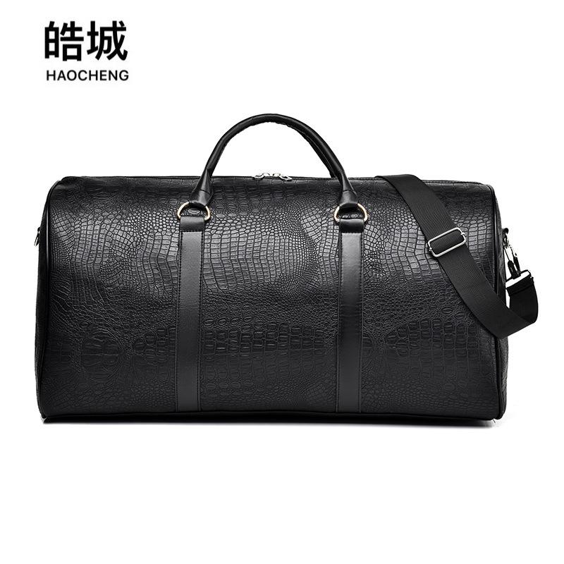 New Waterproof Large-Capacity Men's Travel Bag Trendy Crocodile Pattern Pu Luggage Bag Business Trip Work Clothing Cosmetics Bag Wholesale