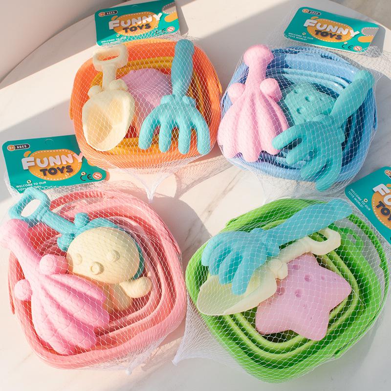 Children's Folding Bucket Beach Toys Baby Beach Sand Digging Tools Shovel Set Water Play Equipment
