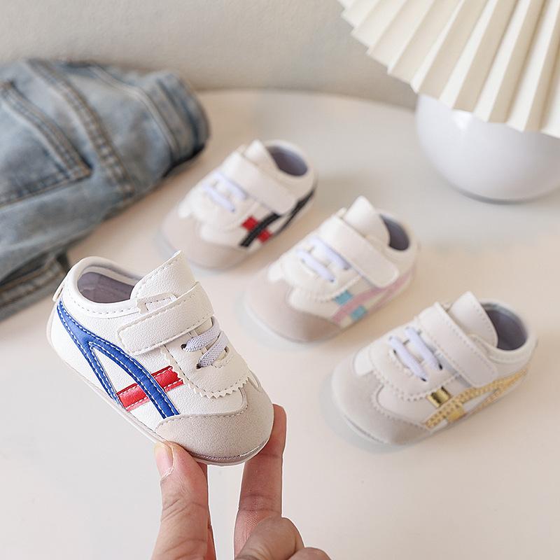 Spring and Autumn New Boys and Girls Baby sneaker Color-matching Soft-soled Baby Shoes Soft-soled 0-1 Year Old Toddler Shoes Not Lose Single Shoes