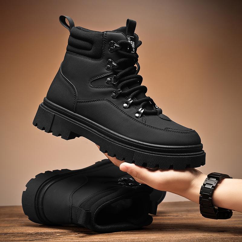 High Barrel Martin Boots Men's Winter fleece-lined Warm Cotton Shoes Workwear Boots Men's Casual Cold Resistant Snow Boots