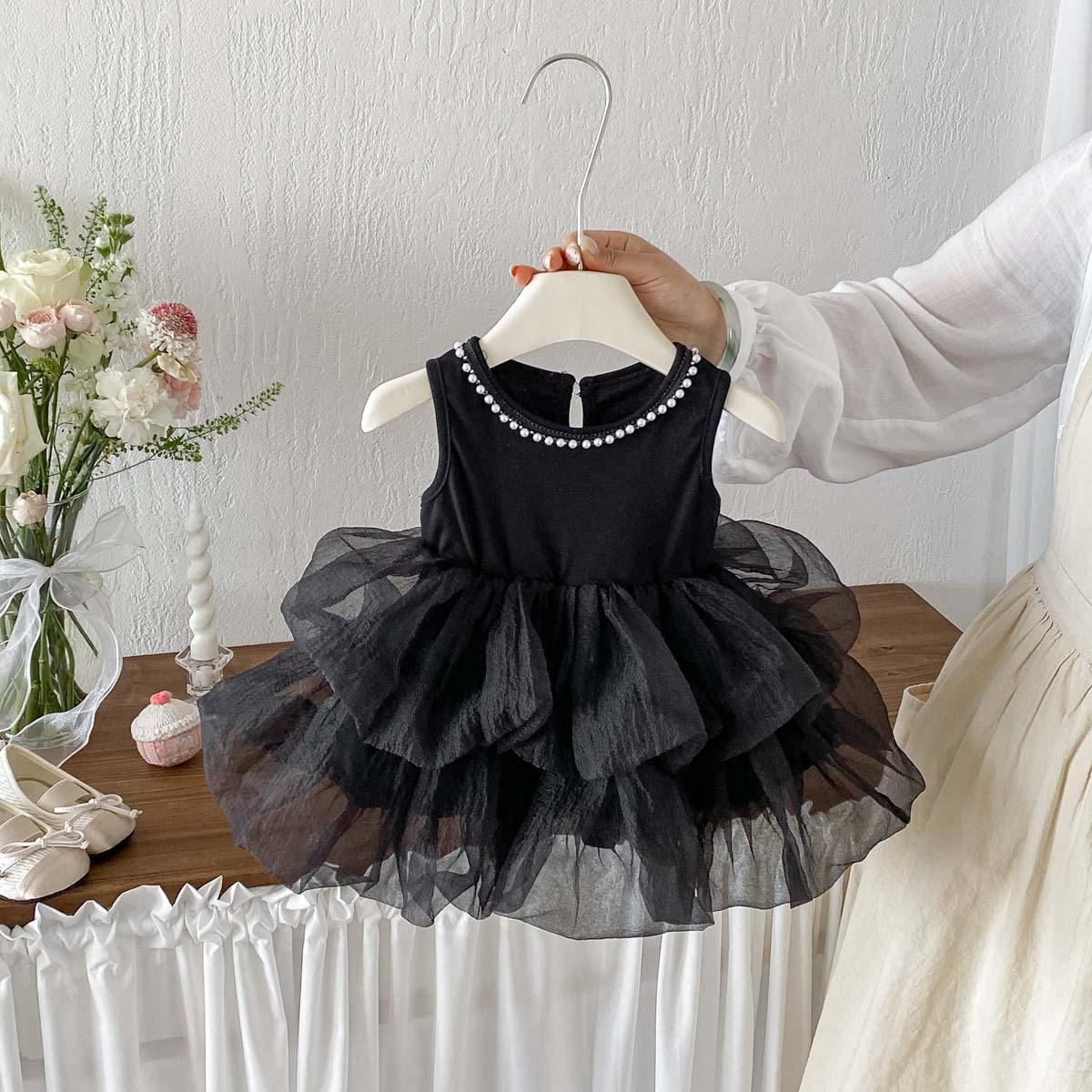 Girls' Summer Dress, High-End Birthday Dress for Children, Stylish Sleeveless Princess Dress, Cake-Style Puffy Dress for Baby Girls