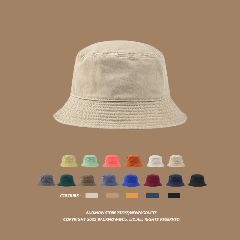 Spring and Summer Retro Solid Color Sunscreen Fisherman Hat Soft Top Black Basin Hat Men's and Women's All-match Face Showing Small Sun Hat