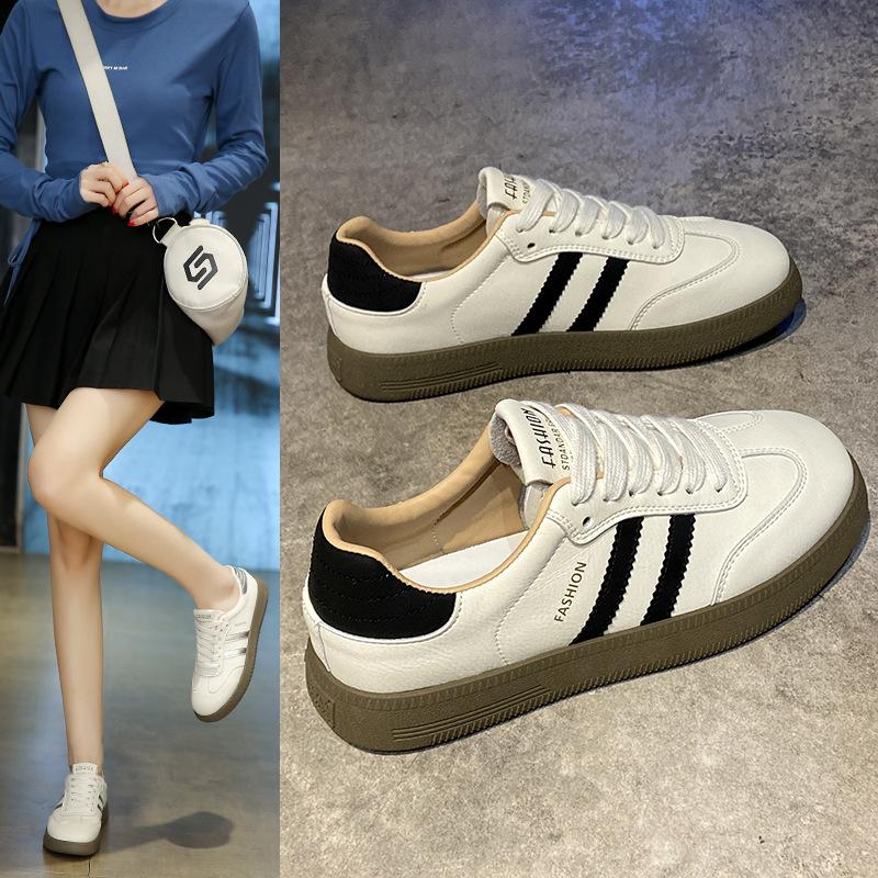 Flat-soled German Training Shoes Women's 2025 Spring All-match Student Board Shoes Lace-up Casual White Shoes Soft-soled Lightweight Women's Shoes