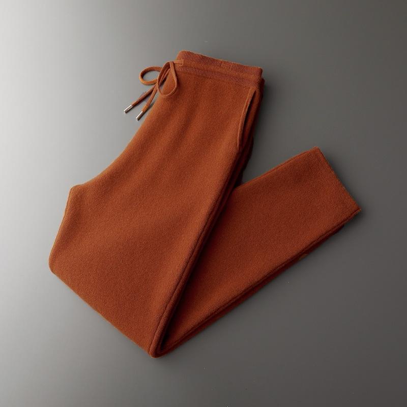 Autumn and Winter New Cashmere Pants Men's Solid Color Casual Pants All-match Four-level Bifurcation Pants Trendy Loose Leggings for Men