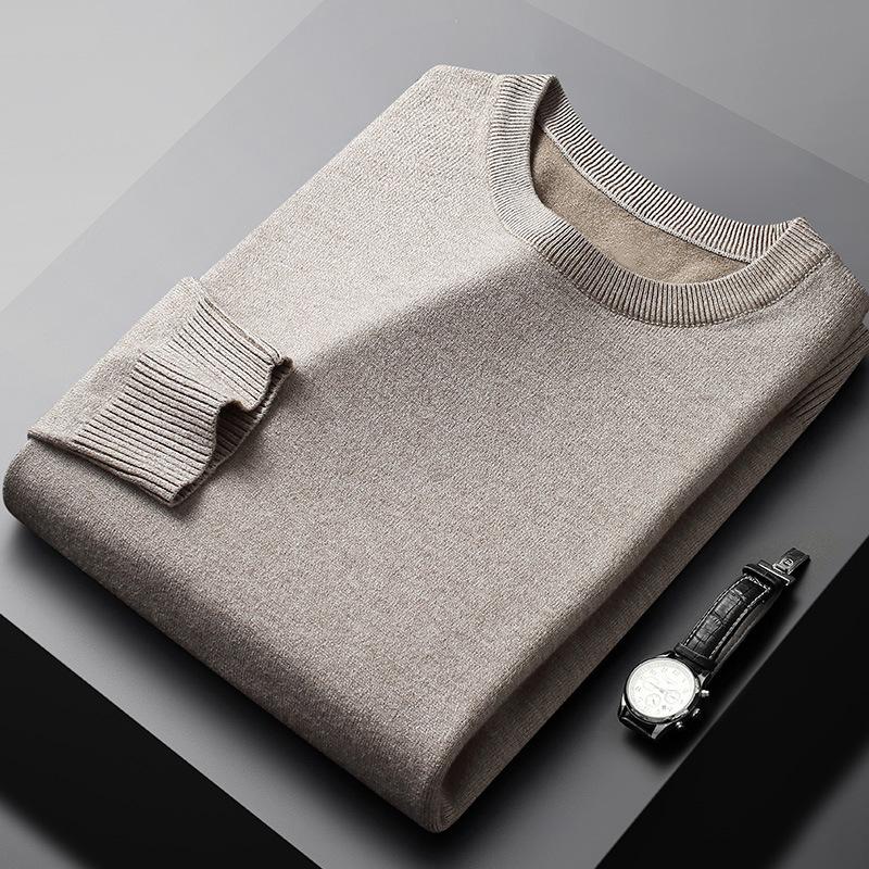 Autumn and Winter New Sweater Men's Round Neck Casual Fashion Top Base Knitted Sweater All-match Knitted Base Shirt Men