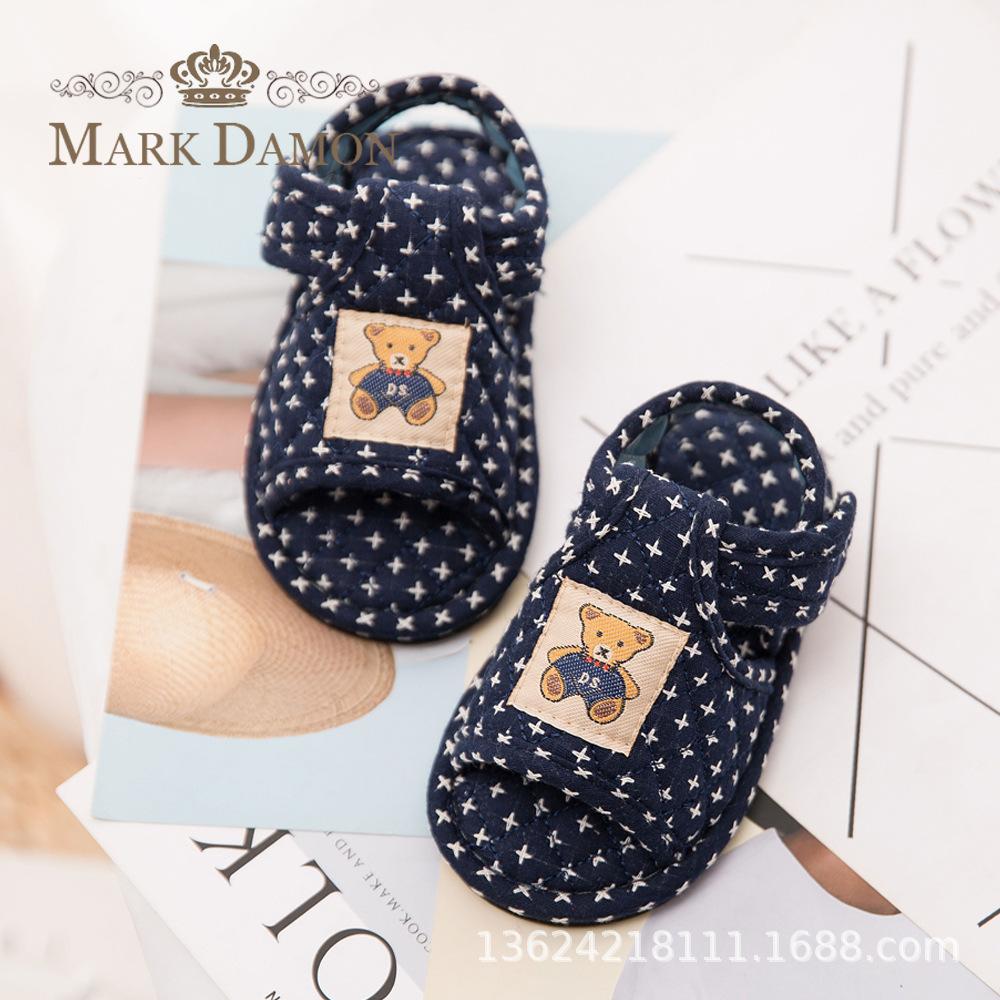Wholesale Spring and Summer Home Children's Toddler Shoes Indoor Silent Pure Cotton Cloth Bottom Soft Bottom Solid Floor Slippers Fabric