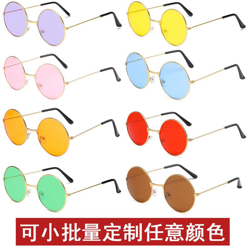 European and American Retro Round Sunglasses New Colorful Ocean Lens Trendy Plain Glasses Manufacturer Wholesale