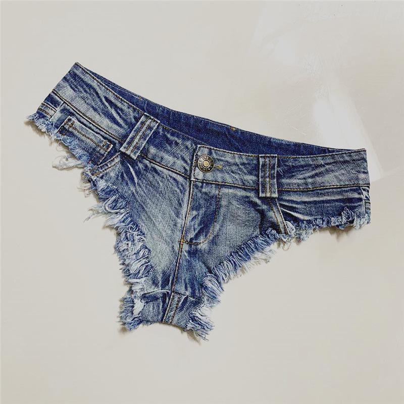 Denim Tight Slim Women's Pants Nightclub Pole Dance Private Portrait Ultra Low Waist Super Shorts European and American Sexy Hot Pants Trendy