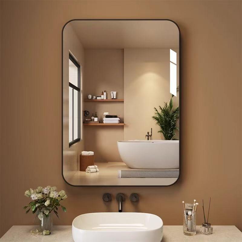 Glass Mirror Bathroom Mirror Bathroom Mirror Bathroom Toilet Toilet Paste Wall Punch-Free High-Definition Framed