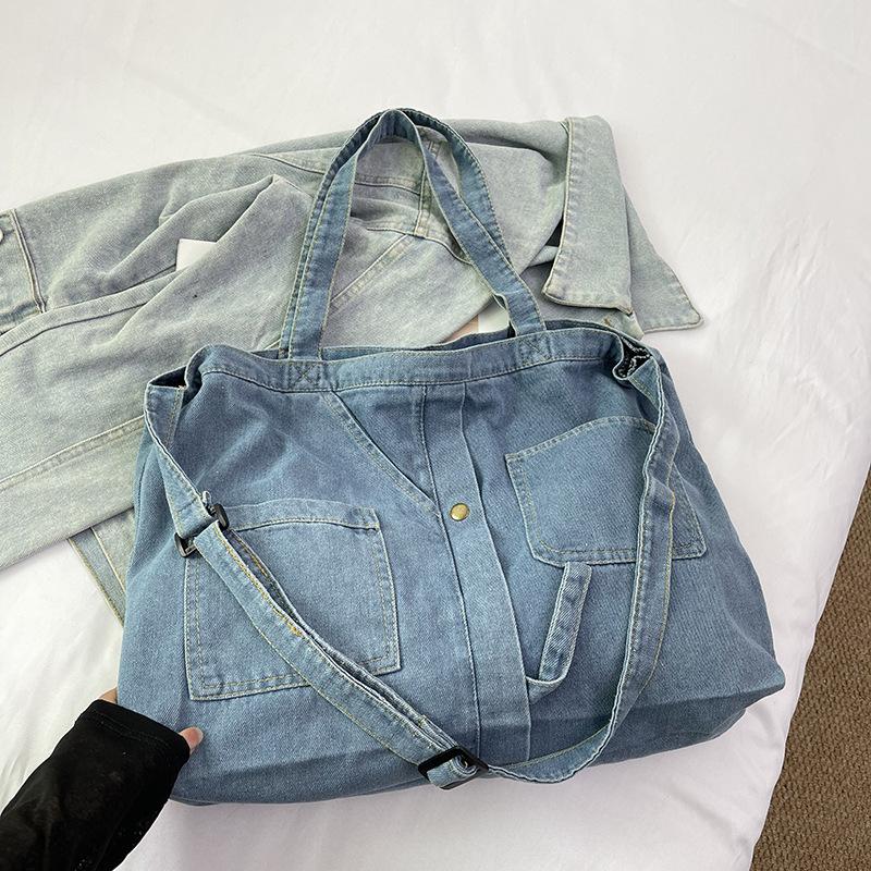 Denim Unisex Shoulder Bag Autumn and Winter New Trendy Japanese and Korean Casual Versatile Large-Capacity Single Shoulder Crossbody Tote Bag