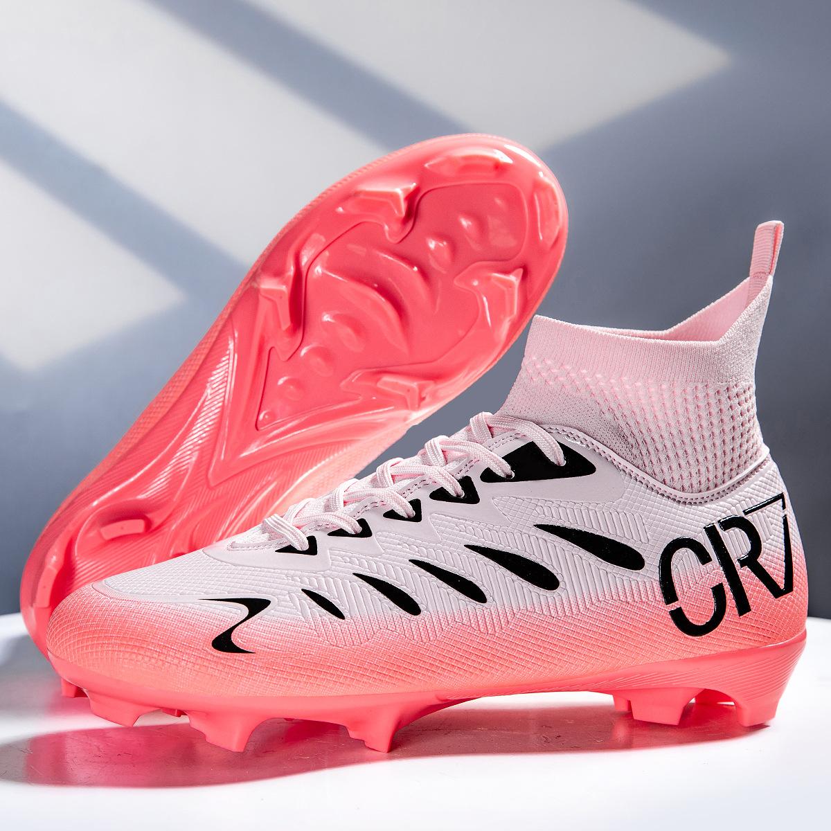 Cross-Border Popular New Spot High-Top Football Shoes for Men and Women with Long Nails and Broken Nails, Artificial Grass Professional Football Shoes Wholesale