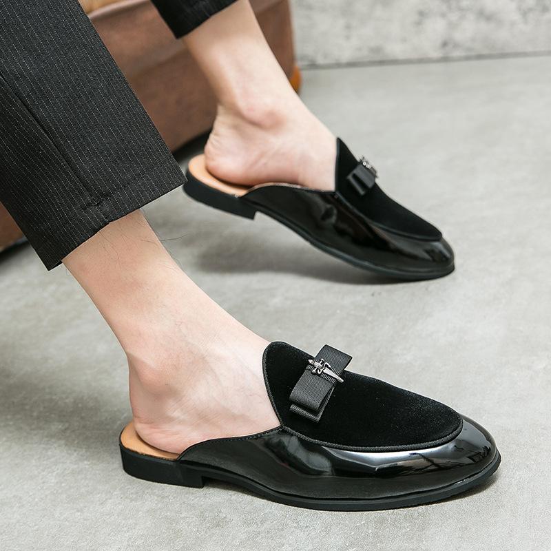 Cross-Border Summer Men's Large Size Slip-On Pointed Leather Shoes Formal Casual Shoes British Style Half-Slip Loafers Men's Shoes