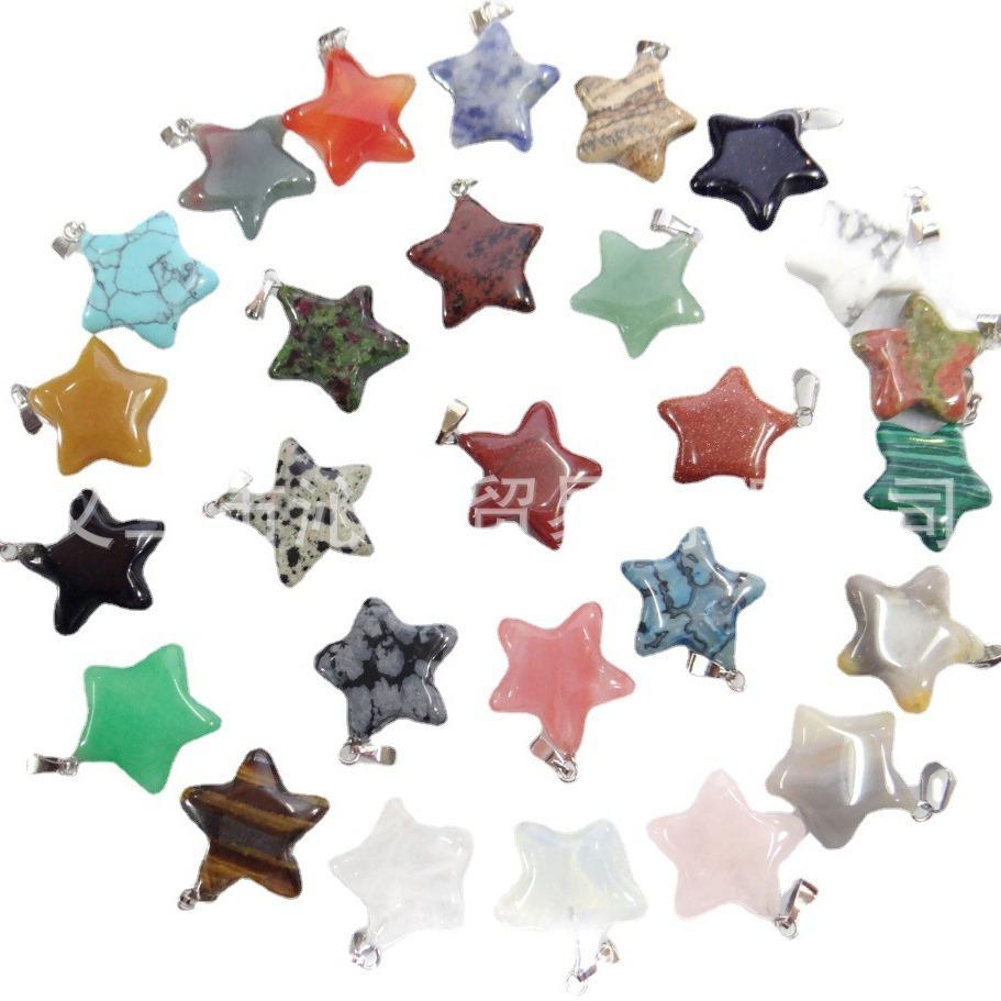 Cross-border electricity supplier for natural stone crystal agate stone pentagram pendant necklace accessories jewelry Star Pendant