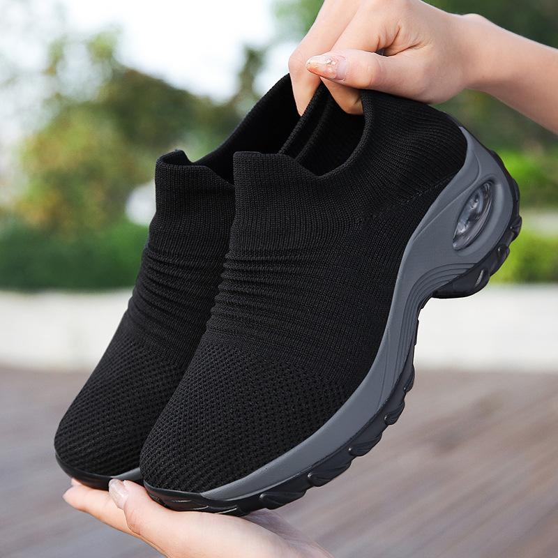 Cross-Border Hot Style Large Size Women's Shoes Air Cushion Fly Woven Casual Shoes Slip-On Shoes Fashion Rocking Shoes Quanzhou Sports Shoes
