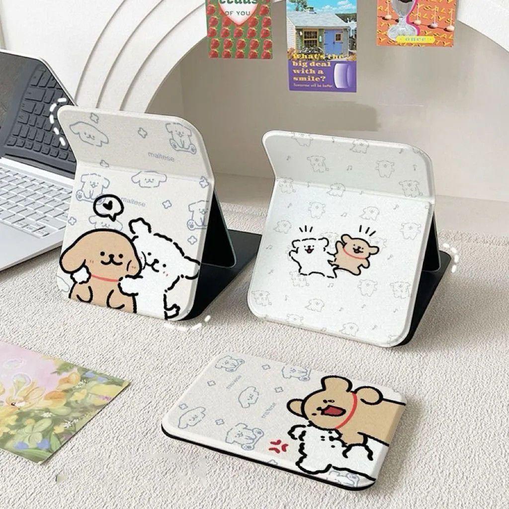 Full-length mirror, desktop makeup mirror, standing model with puppy design, foldable, portable for student dormitories, suitable for best friends and couples